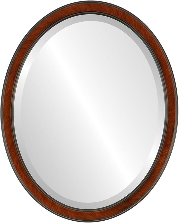 OVALCREST Oval Beveled Wall Mirror for Home Decor - Toronto Style - Vintage Cherry - 26" x 20"