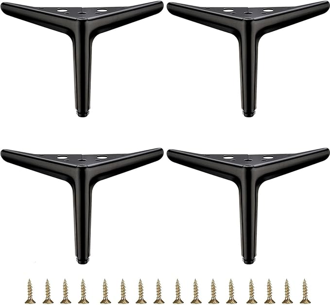 4.7 inch/12cm Matte Black Metal Furniture Legs Set of 4, DIY Replacement for Short Cabinet Legs, Sofa Legs, Small Dresser Legs