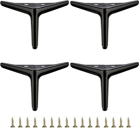 4.7 inch/12cm Matte Black Metal Furniture Legs Set of 4, DIY Replacement for Short Cabinet Legs, Sofa Legs, Small Dresser Legs