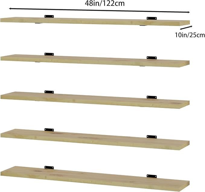 5 Tier Book Shelf,Long Floating Shelf for Wall,Adjustable Large Bookcase,Wall Mounted Bookshelf for Living Room