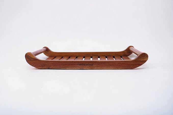 Vesta Homes Extra Large Teak Wood Rectangular Serving Tray for Home/Kitchen/Restaurant/Office Organizer/Dining Table|Premium Wooden Trays|45.5X30.5X5.7 Cm|Handmade in India