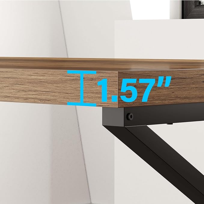 HSH Minimalist PC Desk, Industrial Home Office Desk, Sturdy Wood and Metal Desk, Rustic Vintage Oak 55 Inch Work Study Writing Desks Computer Table for Living Room Bedroom