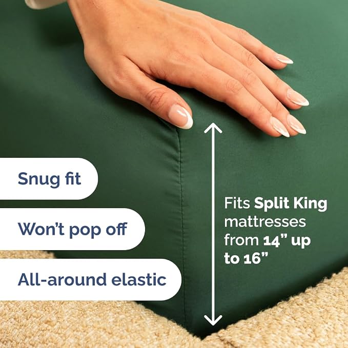 Flex Top Split Head King 4 Piece Sheet Set - Ultra-Soft, Breathable & Cooling Bed Sheets Set - Hotel Luxury Bedding for Women & Men with Deep Pockets - Wrinkle & Fade Free - Oeko-Tex - Emerald Green