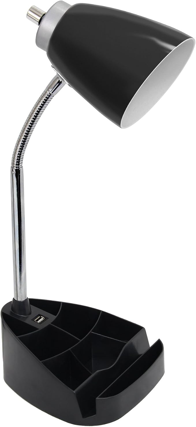 Limelights LD1056-BLK Desk Lamp Organizer with iPad Tablet Book Stand and USB Charging Port, Black