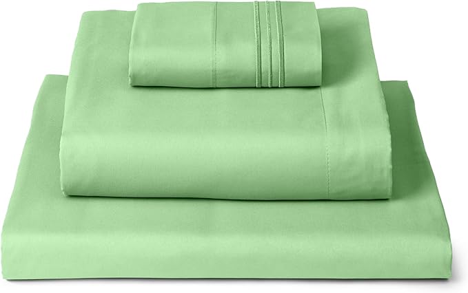 Mellanni Twin XL Sheets Set - 3 PC Iconic Collection Bedding - Hotel Luxury, Extra Soft, Cooling Bed Sheets - Wrinkle, Fade, Stain Resistant (Twin Extra Long, Pistachio)