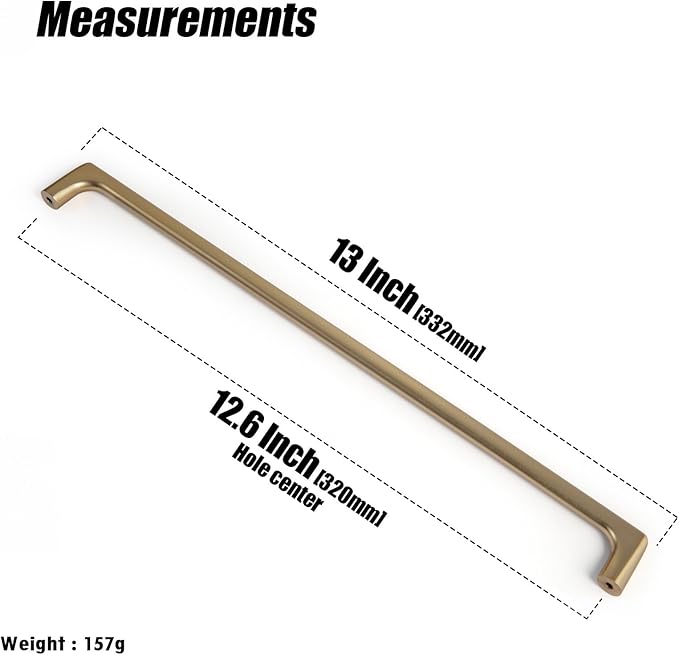 Goo-Ki Champagne Bronze Cabinet Pulls with 12.6'' Hole Centers, Modern Style Zinc Alloy Cabinet Handles for Dresser,Wardrobe,Cupboard- 2 Pack