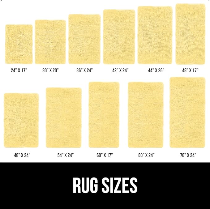 GORILLA GRIP Bath Rug Mat 36x24, Thick Soft Absorbent Chenille, Quick Dry Microfiber Mats, Rubber Backing Washable Shower Floor Rugs, Bathmat Runner, US Designed Bathroom Home Decor Accessories Yellow