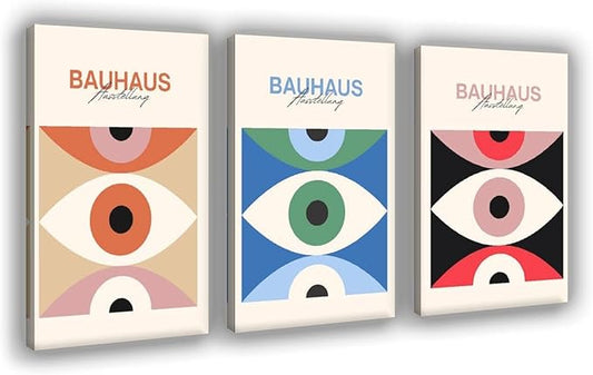 9W Bauhaus Poster Abstract Canvas Wall Art Set of 3 Modern Boho Decor For Bedroom Livingroom Frame-style 20x30inch(50x75cm)