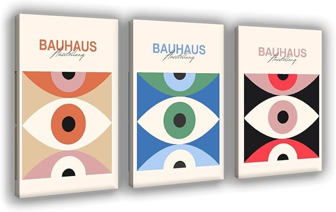 9W Bauhaus Poster Abstract Canvas Wall Art Set of 3 Modern Boho Decor For Bedroom Livingroom Frame-style 24x36inch(60x90cm)