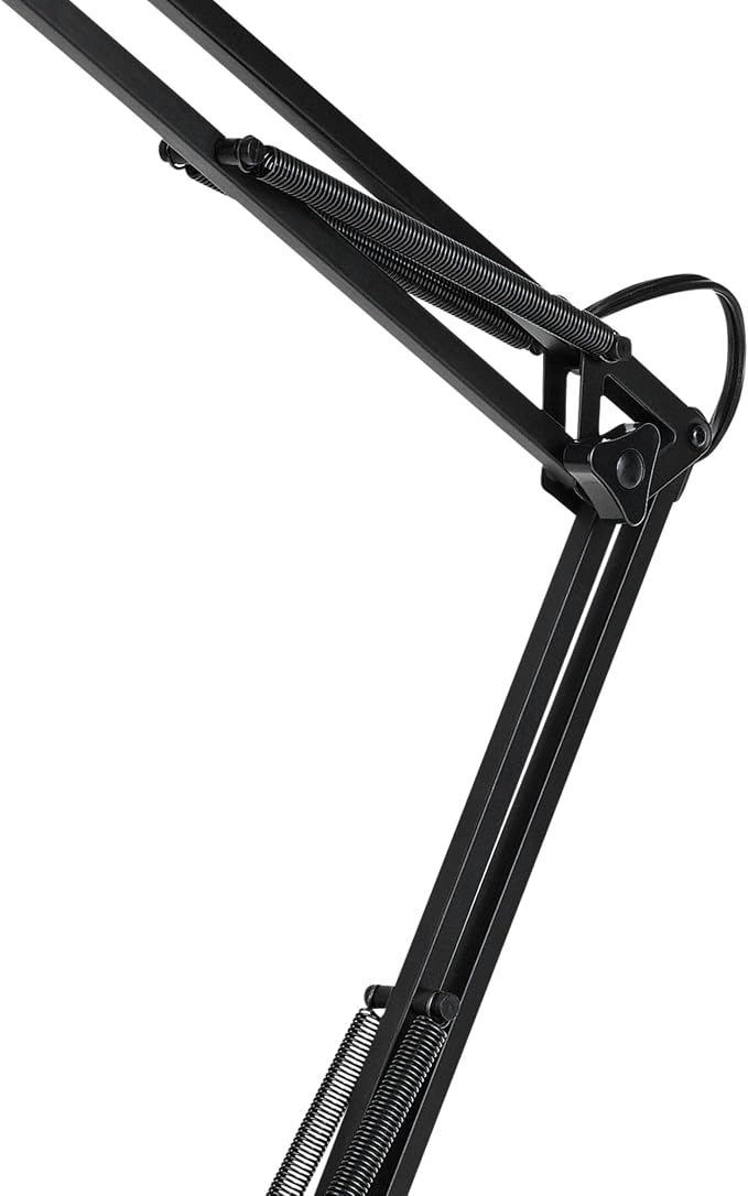 Globe Electric 5698601 28" Heavy Base Top Moving Spring Balanced Swing Arm Desk Lamp, Black, On/Off Rotary Switch on Shade, Office Decor, Reading Light, Home Essentials, Room Lighting