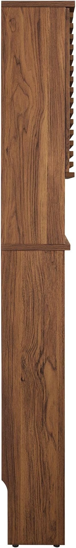 Modway Render Over The Toilet Storage Cabinet in Walnut - Modern Bathroom Organizer with Open Shelf, 2 Soft-Close Doors, Wall Cabinet for Above Toilet Storage - Linen Cabinet with Adjustable Shelves
