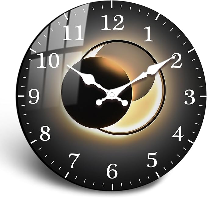 Black Gold Analog Wall Clock 12 Inch, Wooden Silent Wall Clocks Non-Ticking, Easy-to-Read Wall Clocks Battery Operated Decorative for Bedroom Kitchen Living Room Wall Décor