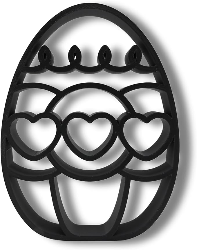 Easter Egg Sculpture – Minimalist Decorative Accent for Spring & Year-Round Home Decor | Collectible Design | Modern Holiday Display (Heart Trio Matte Black)