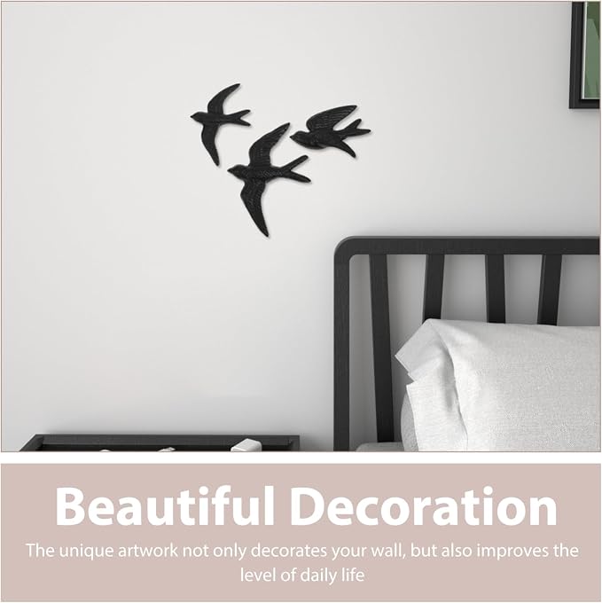 HOLIDYOYO 3Pcs Cast Iron Retro Decor Wall Art Bird Wall Decorations Vintage Ornaments for Home Office