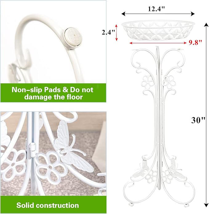 Sungmor Lightweight Metal Flower Pot Stands - 2 Pack 29.7 Inches Tall White Plant Stand - Rustproof Potted Plant Holder Container Support - Indoor & Outdoor Elegant Corner Decorative Display Rack