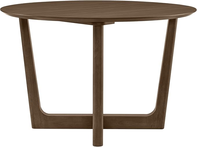CHITA 47-inch Round Dining Table for 4, Modern Kitchen Table with Solid Rubberwood Legs, Easy Assembly Circle Table for Kitchen, Dining Room, Farmhouse(Walnut)