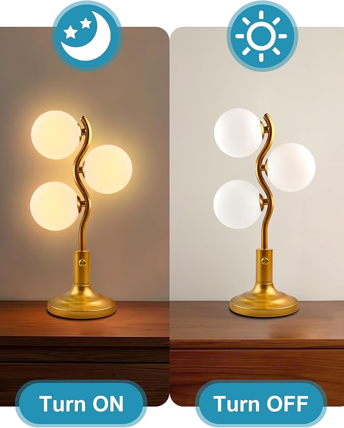 Lightdot 3-Globe Table Lamp Dimmable Mid Century Modern Gold Desk Lamp 3000K Warmwhite Bedside Table Lamp for Bedroom Living Room Study Room(G9 Bulbs Included)
