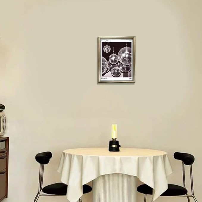 Disco Ball Wall Art, Vintage Framed Print Posters for Room Aesthetic Decor, Trendy Retro 70s Decor Funky Music Wall Art, Preppy Bar Cart Canvas Artwork