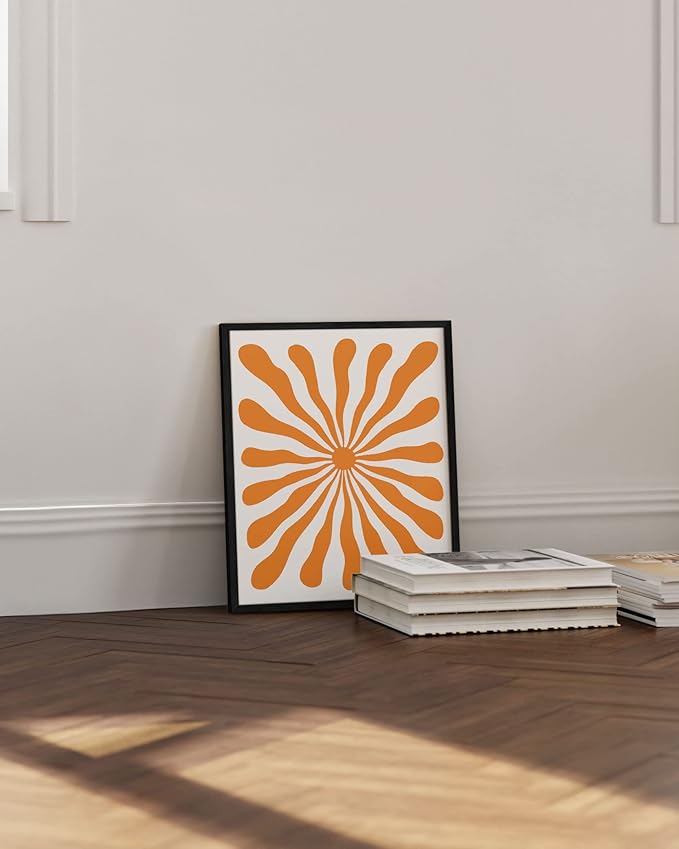HAUS AND HUES Orange Picture for Wall - Hippie Print Colorful Poster, Trippy Abstract Art Wall Decor, Sun Wall Art Aesthetic (16x20 Unframed)