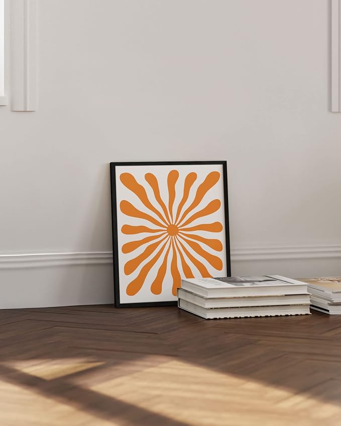 HAUS AND HUES Orange Picture for Wall - Hippie Print Colorful Poster, Trippy Abstract Art Wall Decor, Sun Wall Art Aesthetic (16x20 Unframed)