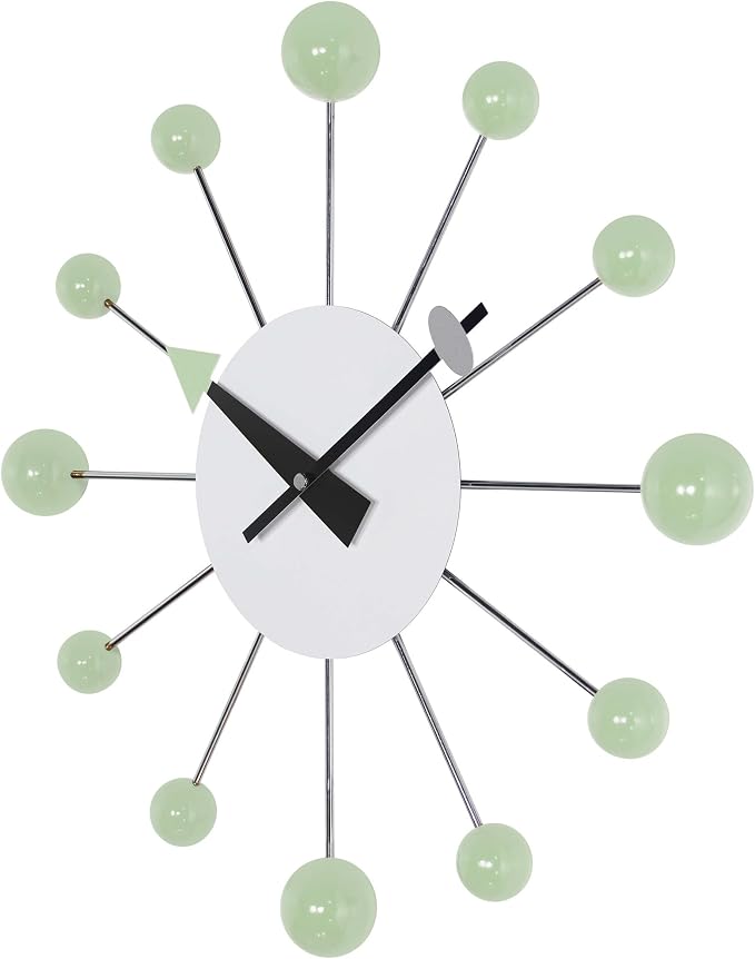 Infinity Instruments Orb Spoke Starburst Wall Clock, Mint Green, 15"