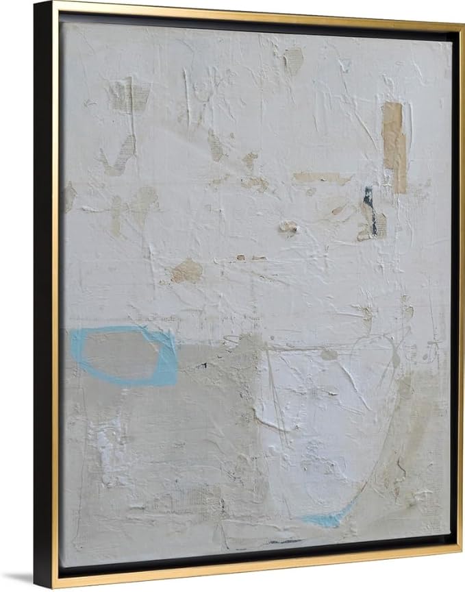 CANVAS ON DEMAND Two Shades One Heart Natural Wood Float Framed Canvas Wall Art Print by Erin Ashley, Abstract, Home Decor, Modern Abstract, Artwork,16" x20in