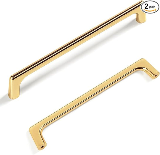 Goo-Ki Shinging Gold Cabinet Pulls with 5''(128mm) Hole Centers, Modern Style Zinc Alloy Cabinet Handles for Dresser,Wardrobe,Cupboard- 2 Pack