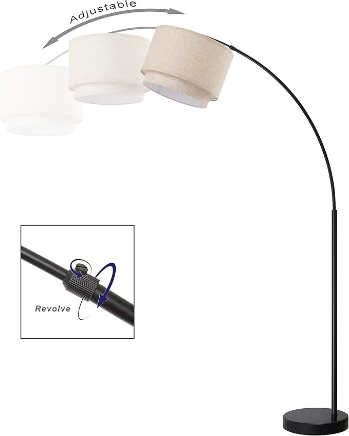 Major-Q Extra Large Arc Floor Lamp: Modern 81-Inch Tall Standing Lamps with Real Marble Base - Stylish Stand-Up Arching Lamp for Living Room Decor and Ambient Lighting