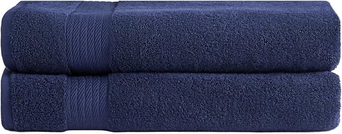 Ozdilek 2-Piece Bath Towels, 30x60 550GSM– 30x60 Inches, 100% Turkish Cotton, Luxury Quick Dry, Extra Large, Fade-Resistant, Eco-Friendly, Spa Towel, Cotton Towel (Navy Blue)