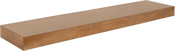 Kate and Laurel Havlock Modern Natural Floating Shelf; 36 x 8; Rustic Wood; Functional Bathroom and Kitchen Shelf for Storage and Display