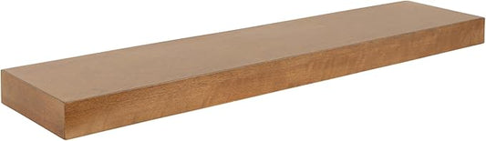 Kate and Laurel Havlock Modern Natural Floating Shelf; 36 x 8; Rustic Wood; Functional Bathroom and Kitchen Shelf for Storage and Display