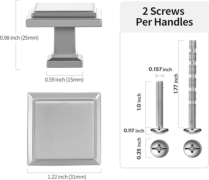 Lardmon 10 Pack Satin Nickel Cabinet Knobs Drawer Knobs Modern Cabinet Pulls Kitchen Cabinet Handles Kitchen Cabinet Hardware Timeless Drawer Pulls for Dresser Cupboard Wardrobe, Nickel-B(1x10)