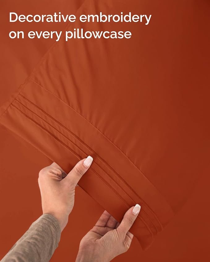 Twin Size 3 Piece Sheet Set - Comfy Breathable & Cooling Sheets - Hotel Luxury Bed Sheets for Women and Men - Deep Pockets, Easy-Fit, Soft and Wrinkle Free Sheets - Terracotta Oeko-Tex Bed Sheet Set