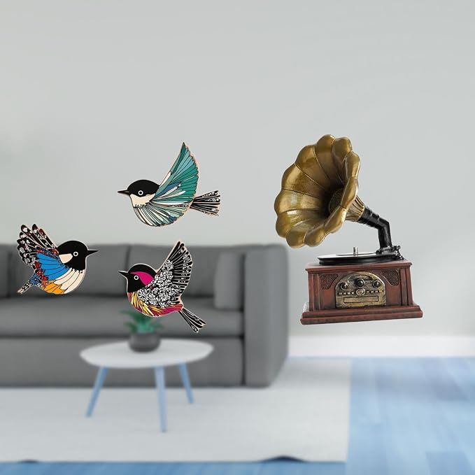 Baoblaze Wooden Bird Wall Art Sculpture Vintage Statue Resin Figurine Retro Ornament for Garden Study Room Farmhouse Housewarming Valentine's Day Birthday Gift