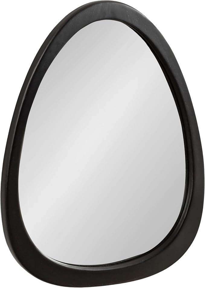 Kate and Laurel McKinder Mid-Century Asymmetrical Wood Wall Mirror; 24 x 28; Black; Decorative Geometric Irregular Mirror with Robust Wooden Frame and Mid-Century Mirror Look