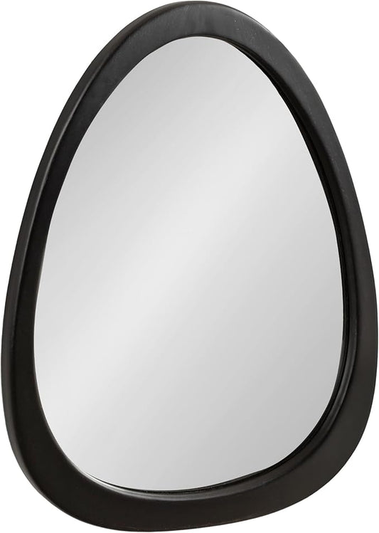 Kate and Laurel McKinder Mid-Century Asymmetrical Wood Wall Mirror; 24 x 28; Black; Decorative Geometric Irregular Mirror with Robust Wooden Frame and Mid-Century Mirror Look