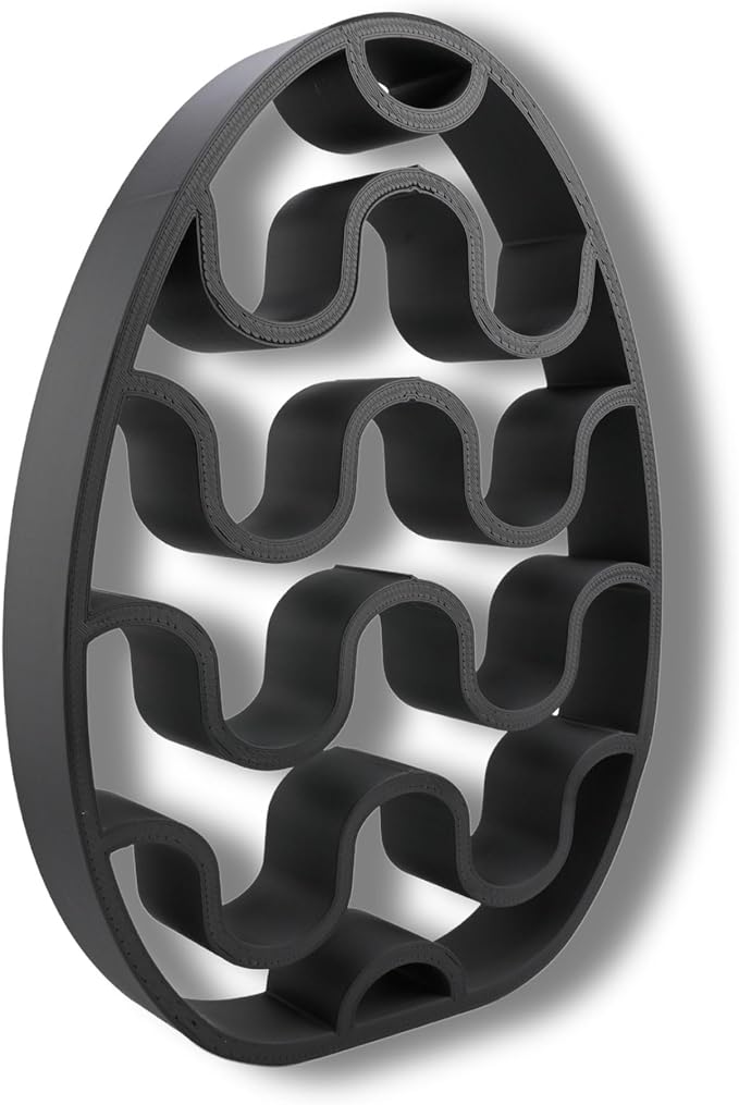 Easter Egg Sculpture – Minimalist Decorative Accent for Spring & Year-Round Home Decor | Collectible Design | Modern Holiday Display (Chevron Stripes Matte Black)
