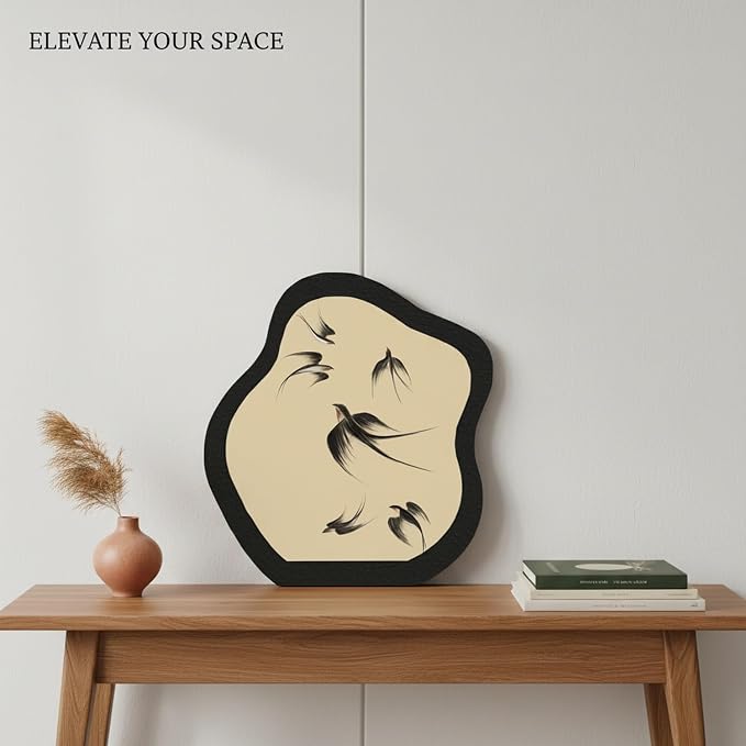 Syyavrrta Mid-Century Modern Wood Wall Art, 13 x 7.9 Inch Textured MDF Boho Decor for Living Room, Office, and Home (1 Piece)