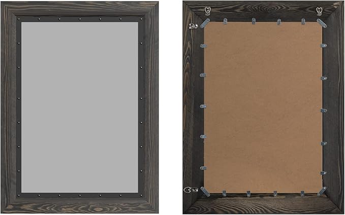 YOSHOOT Rustic Wooden Framed Wall Mirror, 48"x30", Natural Wood and Iron Bathroom Vanity Mirror for Farmhouse Decor, Vertical or Horizontal Hanging