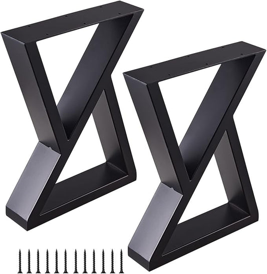 16 Inch Metal Bench Legs Steel Coffee Table Legs Heavy Duty Trangle Furniture Desk Chair Legs, Set of 2, Black