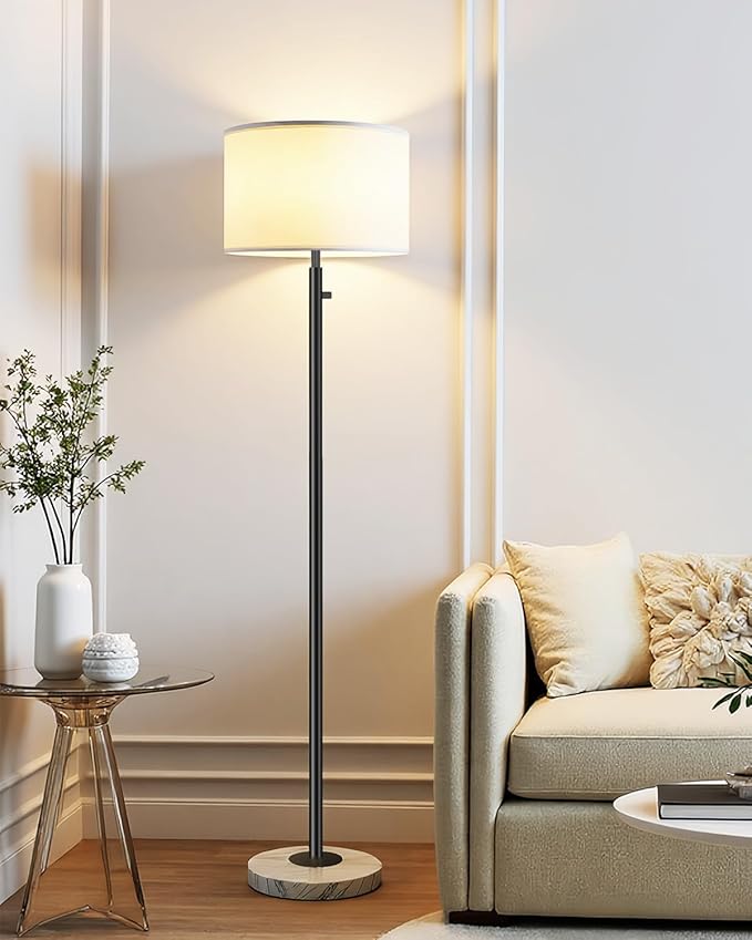 Floor Lamp for Bedroom,Modern Floor Lamp for Living Room,Standing Lamp with Marble Base,Tall Standing Lamp for Bedroom,Reading,Office & Kids' Room,LED Bulb Included(Black)