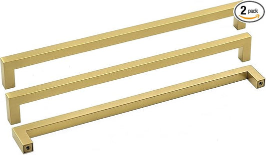 goldenwarm 2 Pack Dresser Drawer Handles Brushed Brass Cabinet Handles- LSJ12GD320 Long Handles for Bathroom Hardware Bedroom Closet Door Pulls Stainless Steel Hardware
