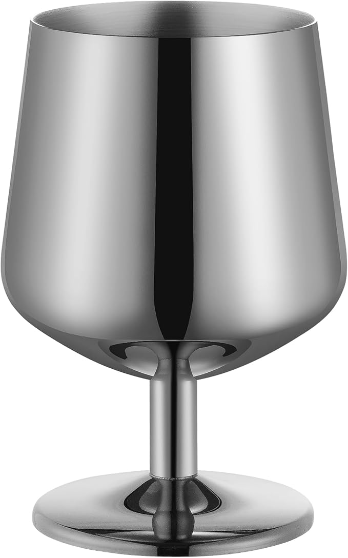 SuperCook 12oz Cognac Glass, Brandy Snifter Glasses,Brandy Snifters, Stemmed Whiskey Glasses of 6, Stainless Steel 18/10, Dishwasher Safe, Ideal Gift for Men, Wine Lover, Silver