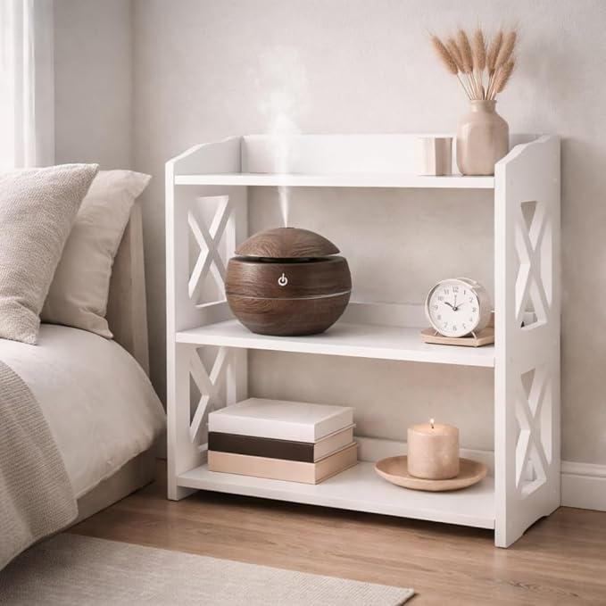 White Bookshelf, Small Bookshelf for Small Spaces, White Bookcase for Bedroom, Small Book Shelf Bedroom, Living Room and Office (White, 3 Tier)