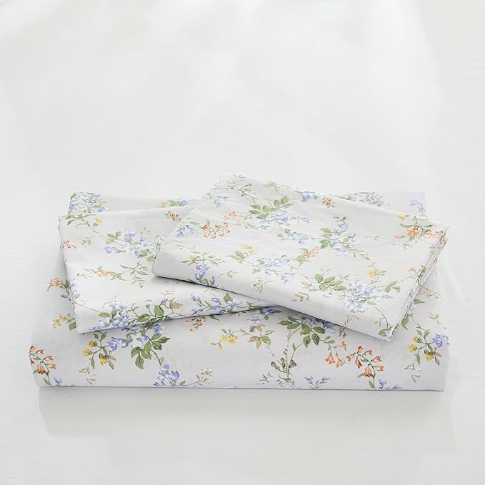 Green Floral Duvet Cover Queen Size 100% Cotton Botanical Coquette Bedding Sets with Zipper Closure 3 Pieces Soft & Breathable Reversible Comforter Cover