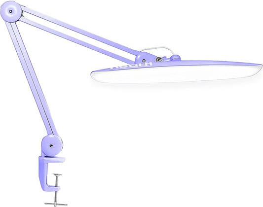 Neatfi XL Nail Desk Lamp with Clamp, 2200 Lumens, 20-Inch Wide Head, Dimmable 4 Levels, 6500K, LED Task Light for Manicure Table, Crafts, Workbench, Office (Non-CCT, Lavender)