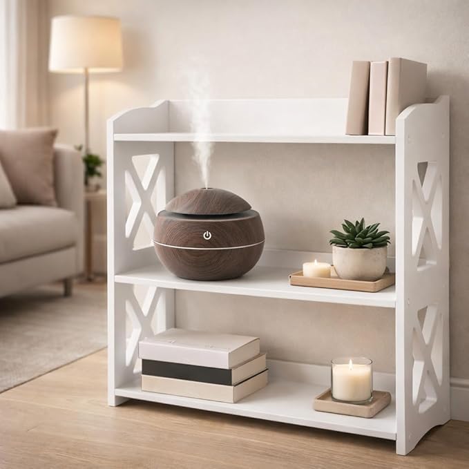 White Bookshelf, Small Bookshelf for Small Spaces, White Bookcase for Bedroom, Small Book Shelf Bedroom, Living Room and Office (White, 3 Tier)
