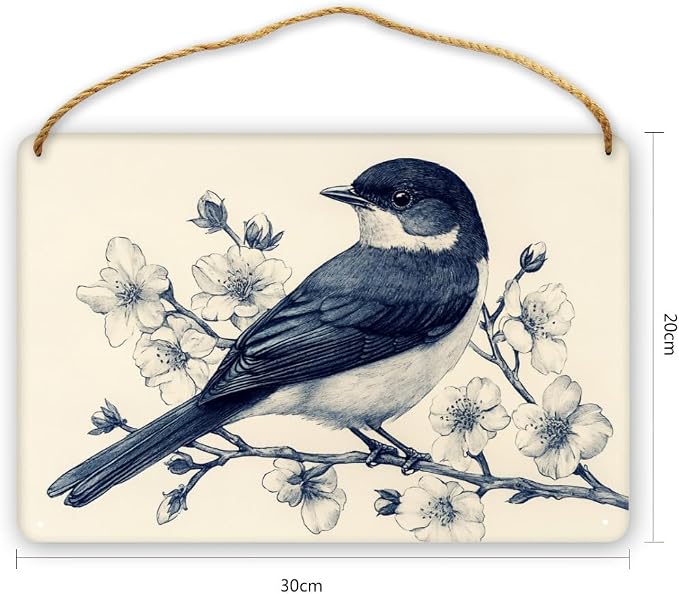 Realistic Bird Wooden Sign 12x8 Inch - Traditional Inspired Decor for Bird Enthusiasts & Art Fans, Ideal for Classic Homes & Art-Eccentric Areas