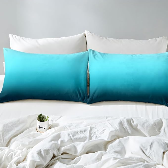 Erosebridal Ombre Blue Black Duvet Cover Full Modern Gradient Comforter Cover for Kids Teens Abstract Rainbow Bedding Set Contemporary Artwork Bed Set with Zipper