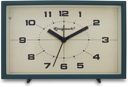 Analog Alarm Clock, 6 inch Silent Non Ticking Small Clock with Night Light, Battery Operated Simply Design for Bedroom, Bedside, Living Room, Room Decor, Desk, Table (Green)